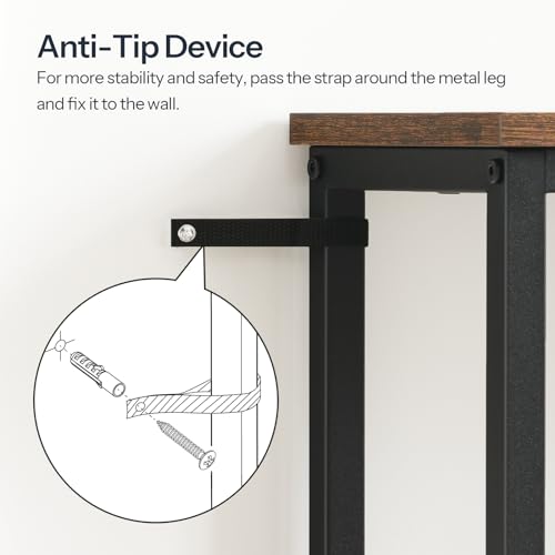 HOOBRO Narrow Console Table with Storage, 75cm Entryway Table with 4 Tier Storage Shelf, Industrial Hallway Table with Metal Frame, Sofa Table for Hallway, Living Room,Bedroom, Rustic Brown EBF79XG01