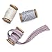 Ling's moment Handmade Raw Edge Sari Silk Ribbon with Spool Set of 3 Rolls Ivory/Mauve/Silver Gray for Wedding Bouquets Invitations Flat Lay Photography Decor