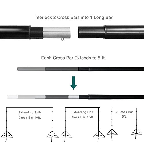 Julius Studio Double Stable 10 x 8.5 ft Photography Triple Backdrop Support System Kit with 6 Leg Support Stands, Extendable Cross Bar, and Carry Bag, JSAG443