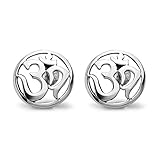 925 Sterling Silver 12 mm Yoga Aum Om Ohm Symbol Cut Open Round Post Stud Earrings