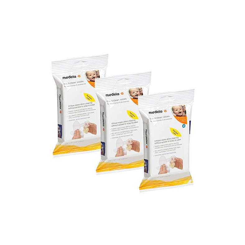 Medela Quick Clean Breast Pump and Accessory Wipes, 72 Wipes in a Resealable Pack, Convenient Portable Cleaning…