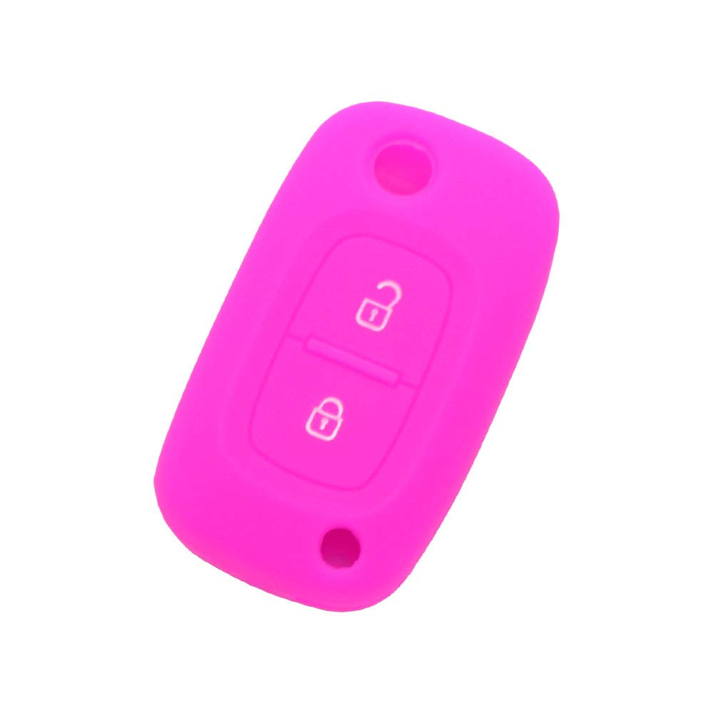 BROVACS Silicone Cover Protector Case Holder Skin Jacket Compatible with RENAULT 2 Button Flip Remote Key Fob CV9352 Rose