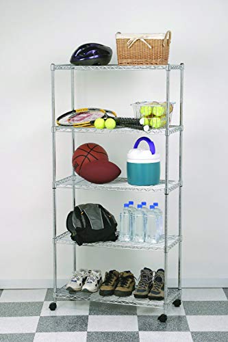 image for Seville Classics 5-Tier UltraZinc Steel Wire Shelving /w Wheels, 14