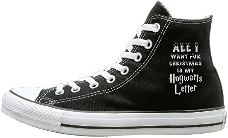 Tracy All I Want For Christmas Is My Hogwarts Letter Wear-resisting Unisex Flat Canvas High Top Sneaker 37 Black