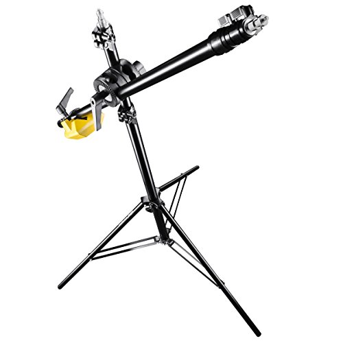 Walimex pro WT-501 Galgenstativ, verstellbares Lichtstativ mit 215 cm Haltearm, 4,4 kg Gegengewicht, 1/4 Zoll Gewinde für Softbox, Studiolicht, Reflek