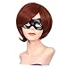 FantaLook Short Reddish Brown Costume Cosplay Wig with Eye Mask for Female