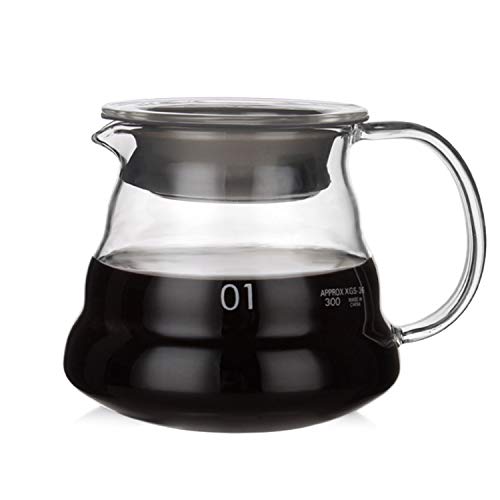 Migavan Coffee Server,360ml 12oz Heat Resistant Clear High Borosilicate Glass Range Coffee Server Pour Over Pots Kettle Teapot