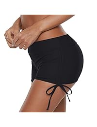 LOVINO Trajes de baño para dama, pantalones cortos de natación de cintura alta para dama