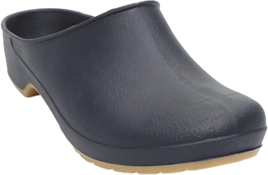 blue clogs and mules