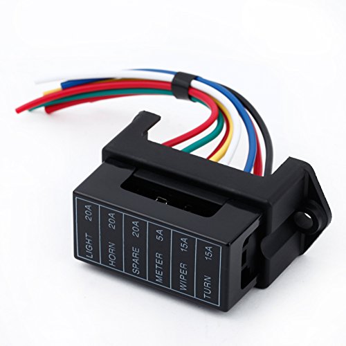 KKmoon 6 Way DC32V Circuit Car Trailer Auto Blade Fuse Box Block Holder Inline ATC ATO 2-input 6-ouput Wire for Bus Ship Tanker Trailer Car Coat