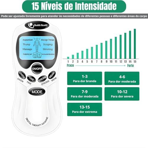 Aparelho TENS Portátil para Fisioterapia e Alívio de Dores Musculares 4 Eletrodos
