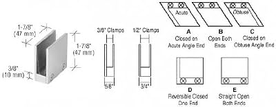 CRL 3/8" Brushed Nickel 90 Degree Straight Open Center Clamps Type "E" Stair and Walkway Railings