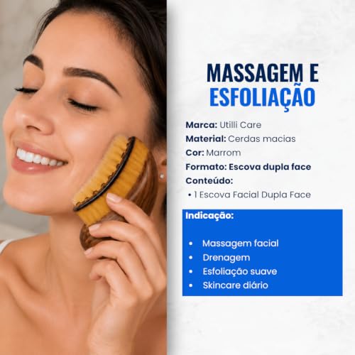 Escova Facial para Drenagem Linfática e lifting Facial - Massageador de Contorno, Estímulo de Circulação e Redução de Inchaço - Cerdas Ultra Macias