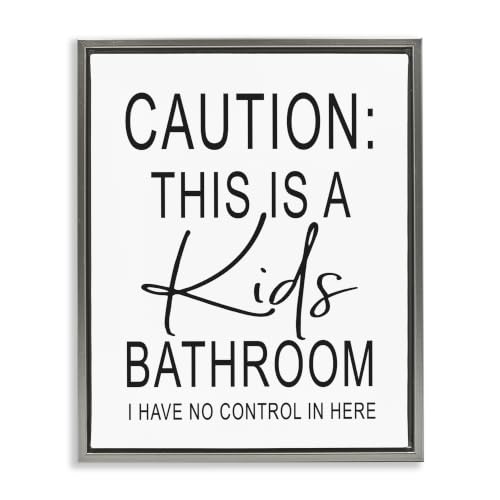 'Kids Bathroom No Control Casual Bathroom Sign'| Floating Frame Canvas Art