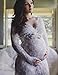 Saslax Women's Deep V-Neck Long Sleeve Lace See-through Wedding Maxi Dress,White,Large