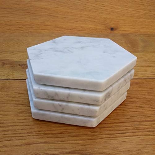 Modern Marble Coasters with Cork Baking Scandinavian Minimalist Coffee Table Decor Gift - Set of 4