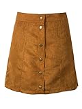 Persun Women's Faux Suedettte Button Closure Plain A-line Mini Skirt