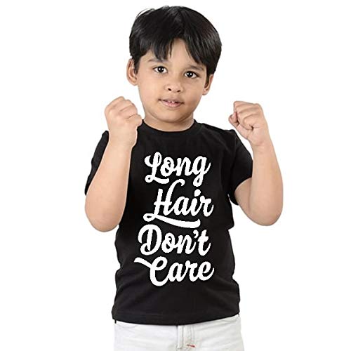 Buy Printmate Long Hair Dont Care Black Cotton Round Neck Kids