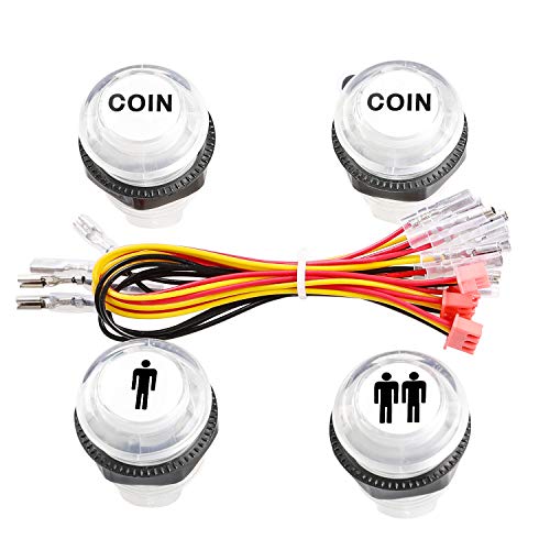 Easyget 4 Pcs/Lot 5V LED Illuminated Push Button 1P / 2P Player Start Buttons / 2X Coin Buttons for MAME / Jamma / Fighting Games / Arcade Video Games (Best 4 Player Mame Games)