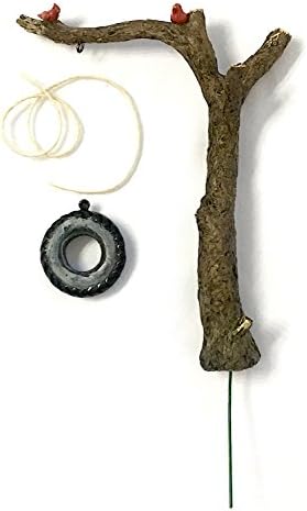 Miniature Garden Set - DIY Kit for Fairy Garden includes Tree Branch on pick with Tire Swing