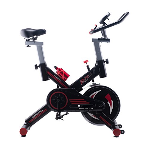 Pinty Pro Stationary Spin Exercise Bike Indoor Upright Cycling Workout Gym with Reinforced Quiet Fly Wheels, LCD Screen, Tension Control & Fully Adjustable Handles Height, Seats, Max Weight: 330lbs