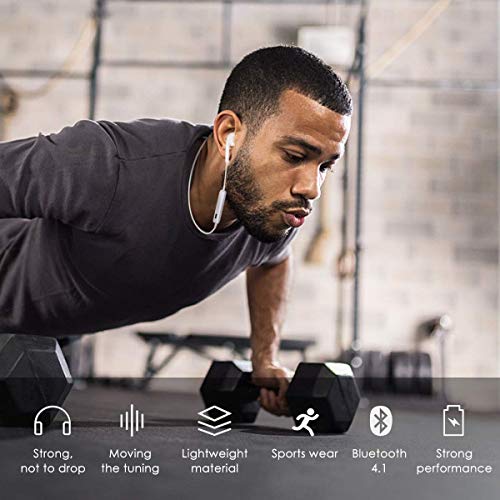 Wireless Headphones, Bluetooth Headphones, Bluetooth 4.1 Earbuds Sport Stereo Headset, Noise Cancelling Sweat Proof Earphones,CVC Noise Cancellation,Workout Headset with Built-in Mic and Carry Pouch - Thumbnail 6