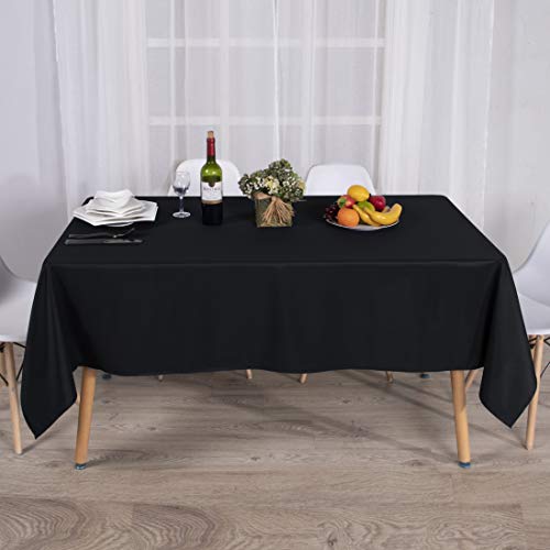 SARAFLORA Rectangle Table Cloth - Washable Water Resistance Microfiber Tablecloth Decorative Table Covers for Picnic Banquet Party Kitchen Dining Room, 100% Polyester, 150 GSM (60 x 84 inches, Black)