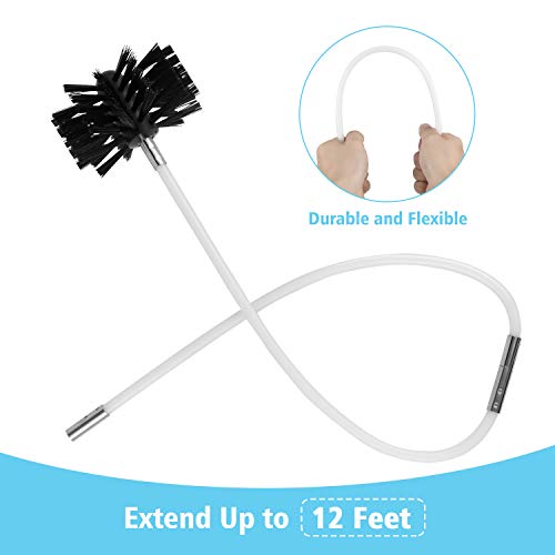 Oak Leaf Dryer Vent Cleaner Kit 12 Feet, Flexible 9 Rods Dry Duct Cleaning Kit Chimney Sweep Brush with Brush Head and Dryer Lint Brush, Extend up to 12 Feet, Use with or Without a Power Drill