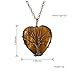 Top Plaza Natural Tiger Eye Healing Crystals Necklace Bronze Tree Of Life Wire Wrapped Stone Heart Pendant Necklaces Reiki Quartz Jewelry for Womens Ladies