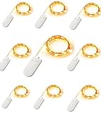 Fairy String Lights 6.5ft 20 LED Copper Wire String Lights Battery Powered Starry Firefly Fairy Moon Light for DIY Dinner Party Bedroom Holiday Home Indoor Decoration (Warm White) (9 pack)