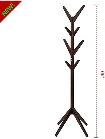 8-Hook Standing Coat Rack Free standing Wood Coat Rack Saving Coat Hanger For Home Office Use Simple Modern Design Assembly Required And E book By TSR