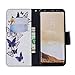 ZSTVIVA Galaxy S8 Case, S8 Case, Wallet Case Cover Diamond Tower PU Leather Credit ID Card Bumper Magnetic Flip Protective Skin Shell for Samsung Galaxy S8 Blue White Butterfly