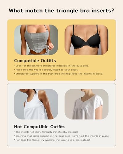 Niidor Bra Inserts, Double-sided Sticky Bra Pads Inserts Silicone, Push Up Bikini Padding Inserts Reusable, Stick on Bra Pads