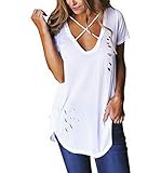 Paris Hill Women's Cross Front Tops Solid Comfy T Shirt