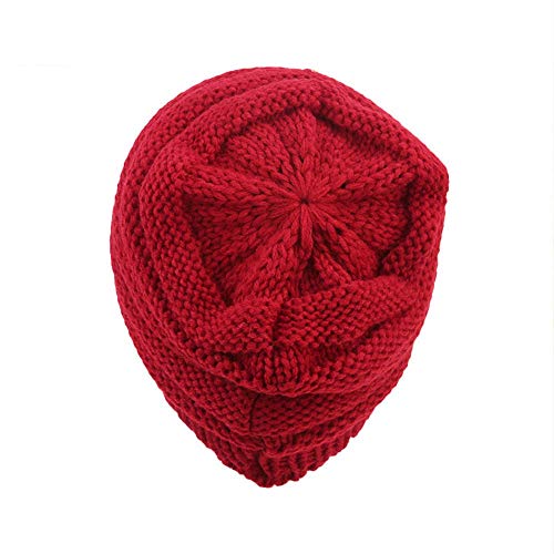 ZOMUSAR Women Soft Stretch Newsboy Cap Winter Hat Visor Beret Cold Weather Knitted (Wine) - Thumbnail 2