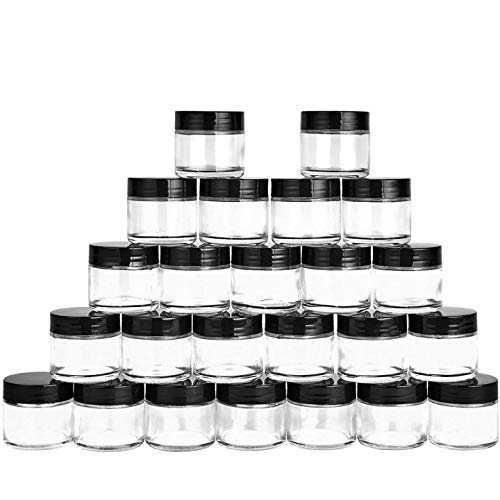 2 Oz Glass Jars with Lids, Small Clear Glass Container with Black