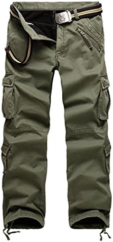 Congs Men's Winter Cotton Fleece Lined Cargo Loose Work Causal Pants Army-green-36