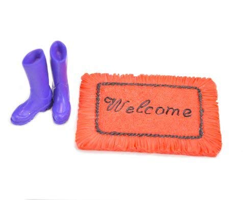 The Irish Fairy Door Company Miniature Welcome Set with Green Wellington Boots