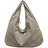 Uohuangjia Tote Bag for Women Slouchy Hobo Bags Nylon Solid Color Crossbody Handbag Multipockets Crescent Shoulder Bag Large