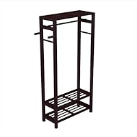 Stony-Edge Wood Coat & Shoe Garment Rack and Hat Stand for Hallway or Front Door Entryway - Free-Standing Clothing Rail Hanger - Easy to Assemble - Espresso