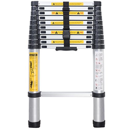 WolfWise EN131 10.5ft Telescoping Ladder Aluminum Telescopic Extension Tall Multi Purpose