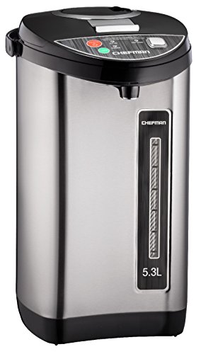 Click Here to See More Images Chefman Instant Electric Hot Water Pot, Safety Lock to Prevent Spillage, 5.3 L / 5.6 Qt Hot Water Urn - RJ16-SS