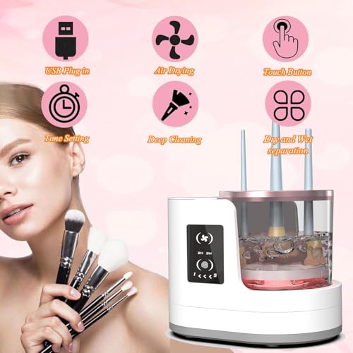 Beauenty Makeup Brush Cleaner Machine,3 In 1 Electric Makeup Brush Dryer Holder, Automatic USB Cosmetic Brushes Cleaner Tool For Clean Beauty Essentials For All Size Beauty Makeup Brush Set