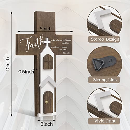 FEKOTS Wall Wooden Cross,wooden wall cross home decor,6x10 inch crosses for wall,Wooden Wall Hanging Cross (classic)