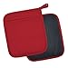DII 100% Cotton, Machine Washable, 425°F Heat Resistant, Everyday Kitchen Basic, Neoprene Pot Holder, 7 x 8, Set of 2- Tango Red