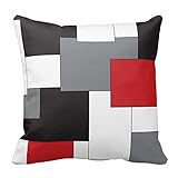 Red Black Gray White Block Throw Pillow Cover Decorative Cushion Case Home Pillowcase