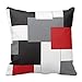 Red Black Gray White Block Throw Pillow Cover Decorative Cushion Case Home Pillowcase