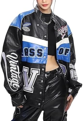 Aelfric Eden Womens Faux Leather Jacket Y2k VG Detachable Racing