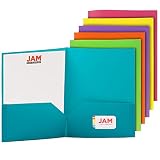 JAM PAPER Plastic 2 Pocket School Premium POP Folders - Assorted Fashion Colors - 6/Pack