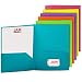 JAM PAPER Plastic 2 Pocket School Premium POP Folders - Assorted Fashion Colors - 6/Pack primary